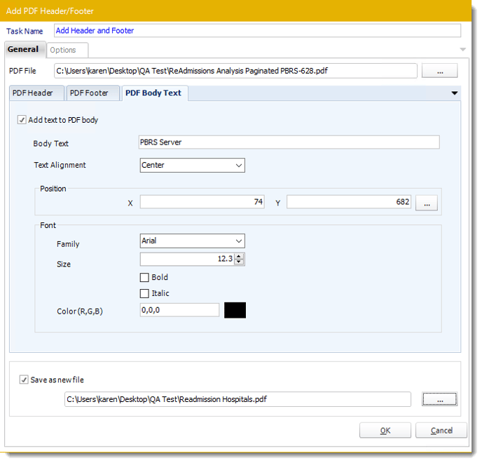 Power BI and SSRS. PDF Header/Footer task Wizard in PBRS.