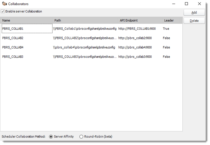 PBRS collaboration method settings