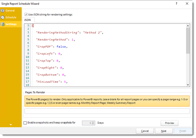 Power BI and SSRS. Settings Wizard of Single Report Schedule in PBRS