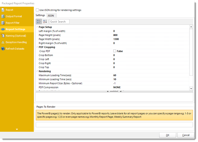 Power BI and SSRS. Package Report Properties of Package Schedule Report for Power BI in PBRS.