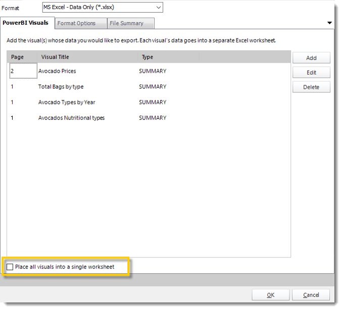 Power BI and SSRS. Excel format section in Destination Wizard in PBRS.