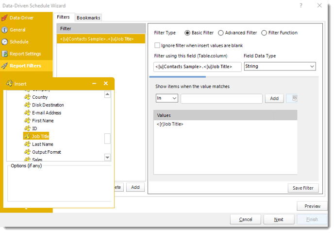 Power BI and SSRS. Report Filters in Data-Driven Schedule in PBRS