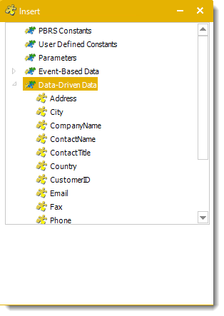 Power BI and SSRS. Data Driven Data Insert Menu in PBRS.