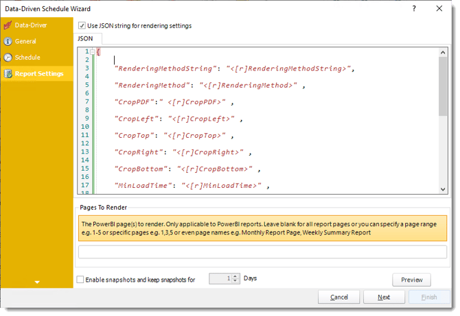 Power BI and SSRS. Report Settings in Data. Driven Schedule in PBRS