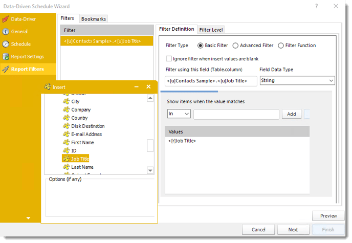 Power BI and SSRS. Report Filters in Data-Driven Schedule in PBRS