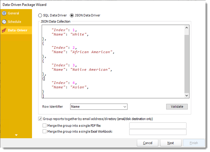 Power BI and SSRS Reports: Data Driver Wizard in Data Driven Package in PBRS.
