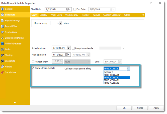 PBRS Server Affinity settings