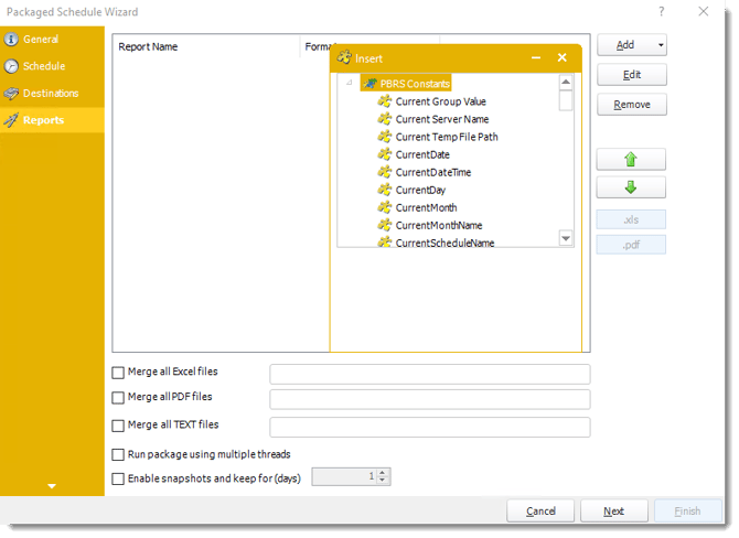 Package Reports Wizard PBRS
