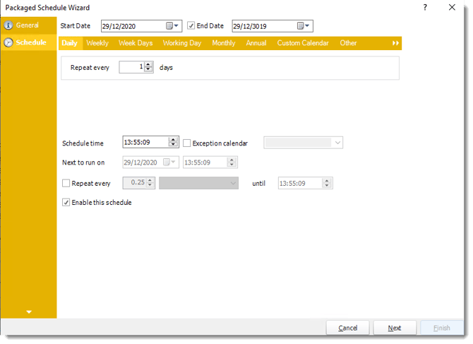 Power BI and SSRS. Schedule Wizard of Package Schedule Report for Power BI in PBRS.