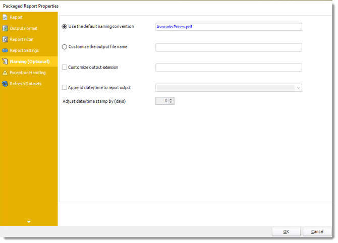 Power BI and SSRS. Package Report Properties of Package Schedule Report for Power BI in PBRS.