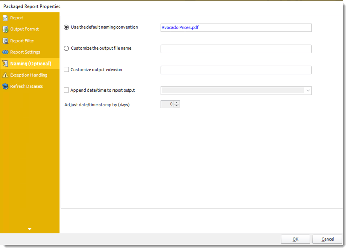 Power BI and SSRS. Package Report Properties of Package Schedule Report for Power BI in PBRS.