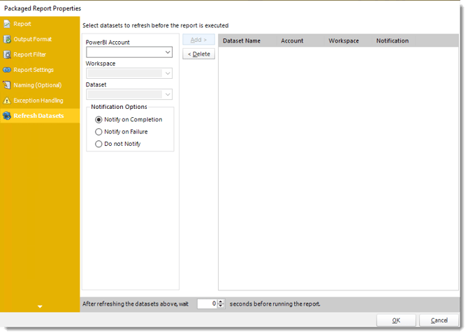Power BI and SSRS. Package Report Properties of Package Schedule Report for Power BI in PBRS.