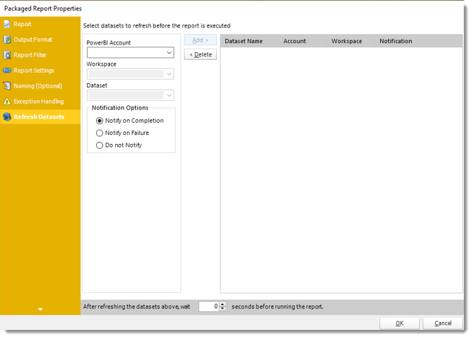 Power BI and SSRS. Package Report Properties of Package Schedule Report for Power BI in PBRS.