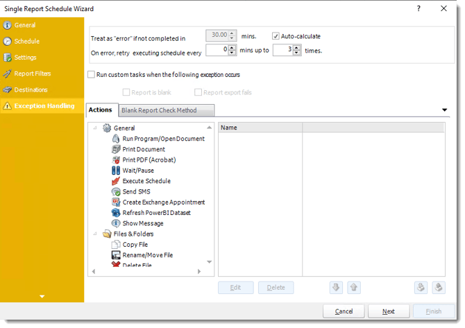 Power BI and SSRS. Exception Handling Wizard of Single Report Schedule in PBRS