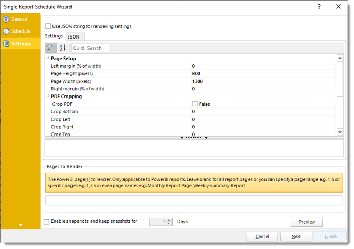 Power BI and SSRS. Settings Wizard of Single Report Schedule in PBRS