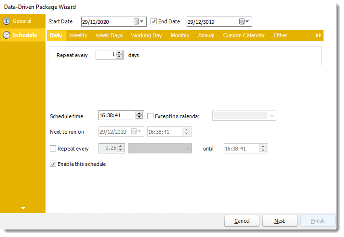 Power BI and SSRS. Schedule Wizard in Data Driven Package in PBRS.