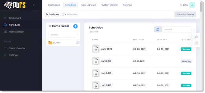Power BI and SSRS Reports: PBRS Web Schedules Home Screen.