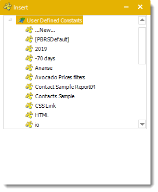 Power BI and SSRS. User Defined Constants Insert Menu in PBRS.