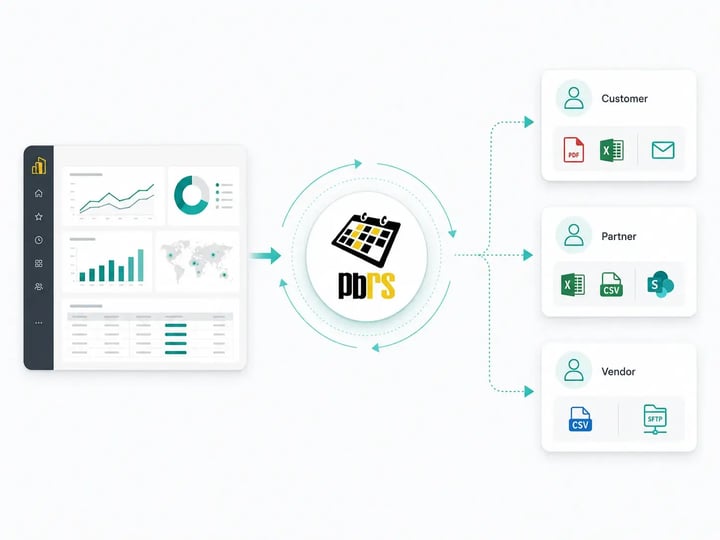 PBRS automatically personalizes and delivers Power BI reports to customers, partners and vendors in PDF, Excel or CSV formats using recipient-specific filters and destinations.