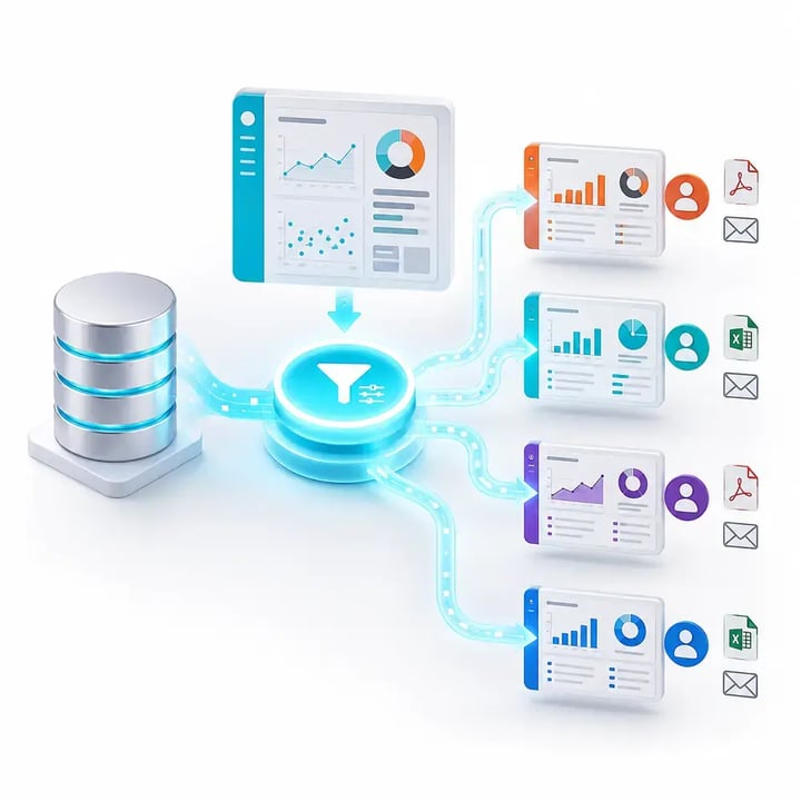 ATRS data-driven personalization automatically creates and delivers filtered Tableau reports for different recipients, formats and destinations.