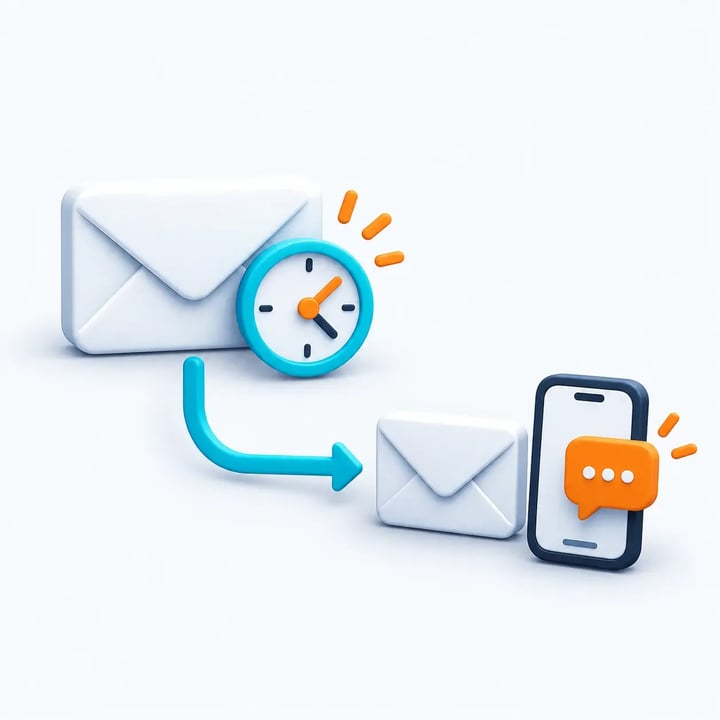 An email deadline leads to a follow-up email or text message when a receipt has not arrived.