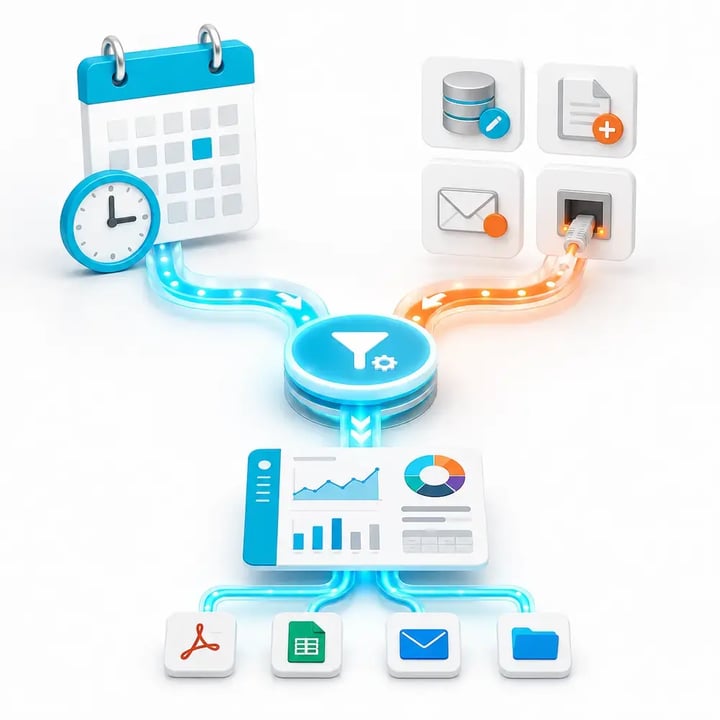 ATRS schedules and triggers Tableau report workflows from calendars, database changes, files, email events and incoming data.
