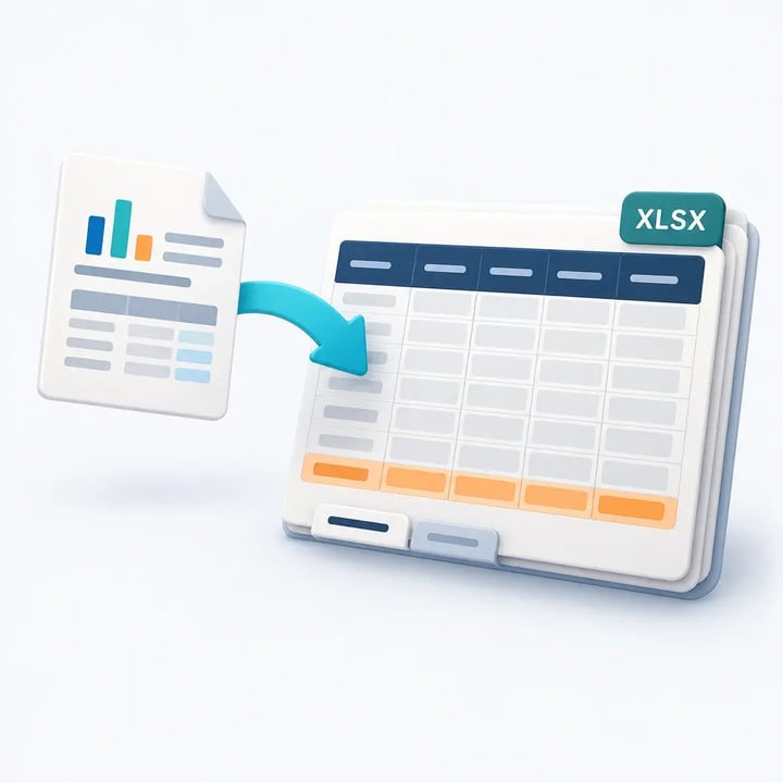 Report data is placed into a formatted Excel workbook with headers, totals and worksheets.