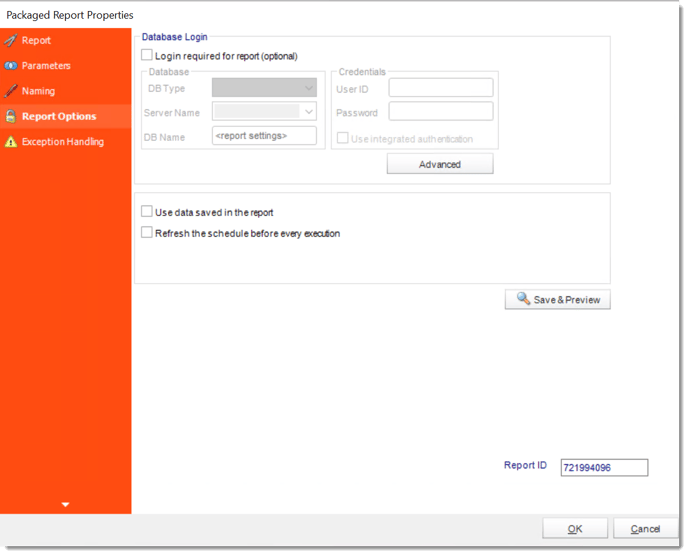 crd dynamic package report properties report options