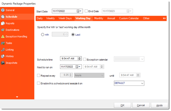 crd dynamic package schedule