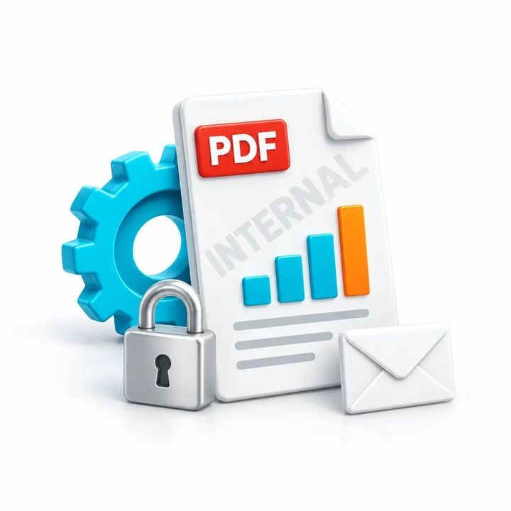 A protected Crystal report PDF combines its watermark, document controls and delivery envelope.