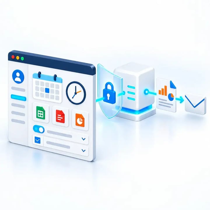 Customers use a reporting portal while secured PBRS automation and API credentials remain behind the application.