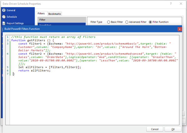 Power BI Filter Array