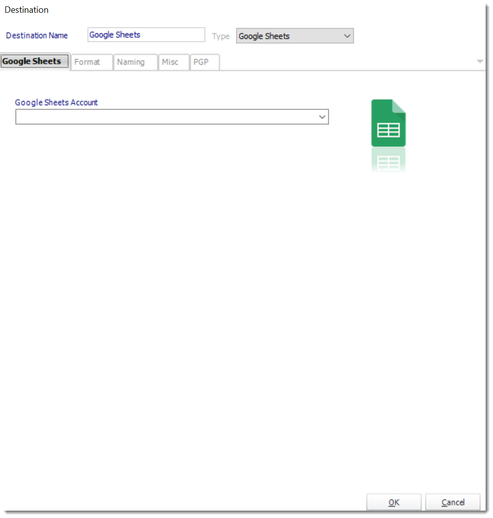 How do I set up a Google Sheets Destination in ATRS?