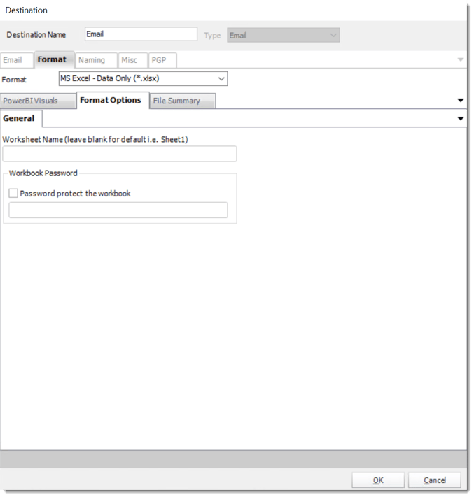 pbrs excel data only format options