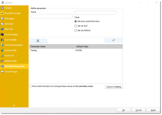 pbrs options default parameters