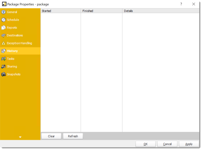 pbrs package powerbi history