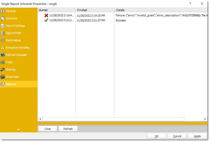 pbrs single powerbi history