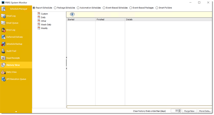 pbrs system monitor history view