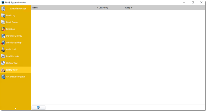 pbrs system monitor retry view