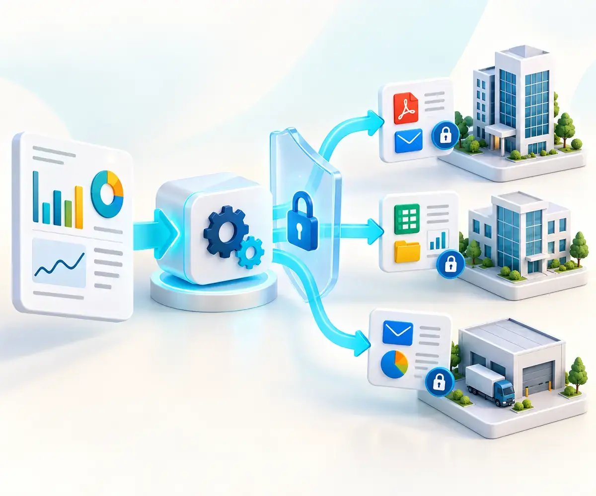 PBRS securely distributes personalized Power BI reports to different external customer, partner and vendor destinations.