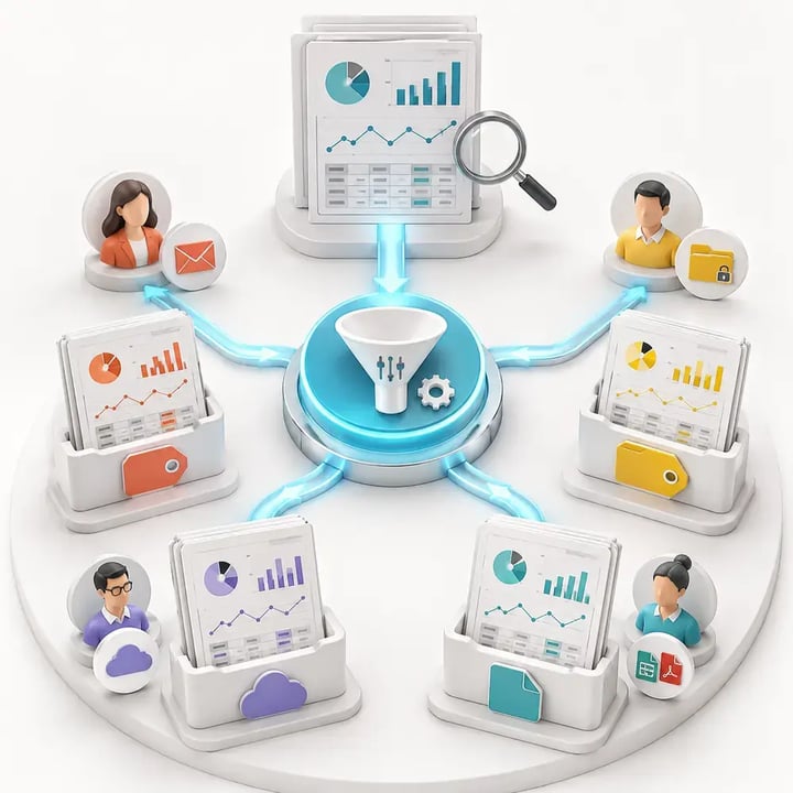 PBRS applies different parameters to one paginated report and delivers personalized outputs to each recipient.