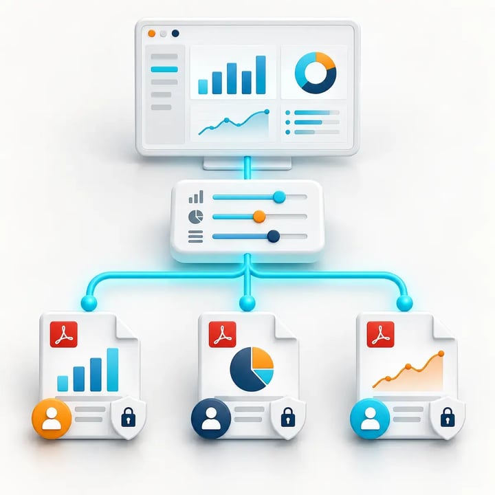 PBRS applies data-driven filters to one Power BI report and generates secure, personalized PDFs for different recipients.