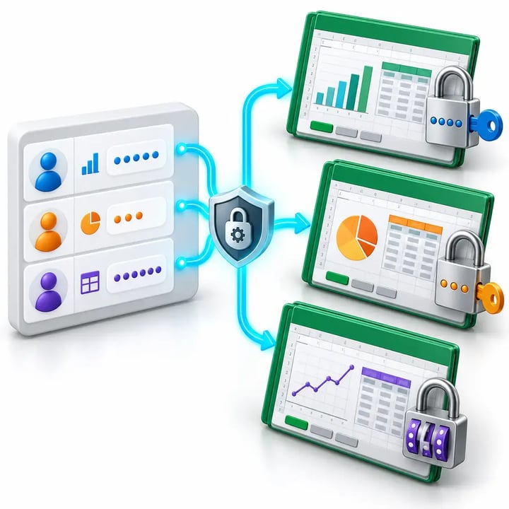 PBRS applies unique data-driven passwords to personalized Excel workbooks before delivery.