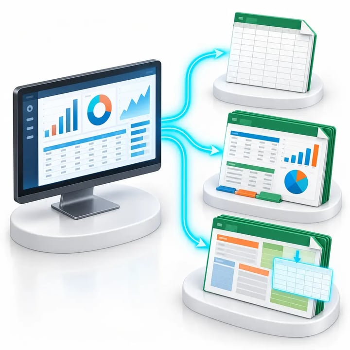 PBRS converts Power BI data into data-only, formatted and template-based Excel workbooks.