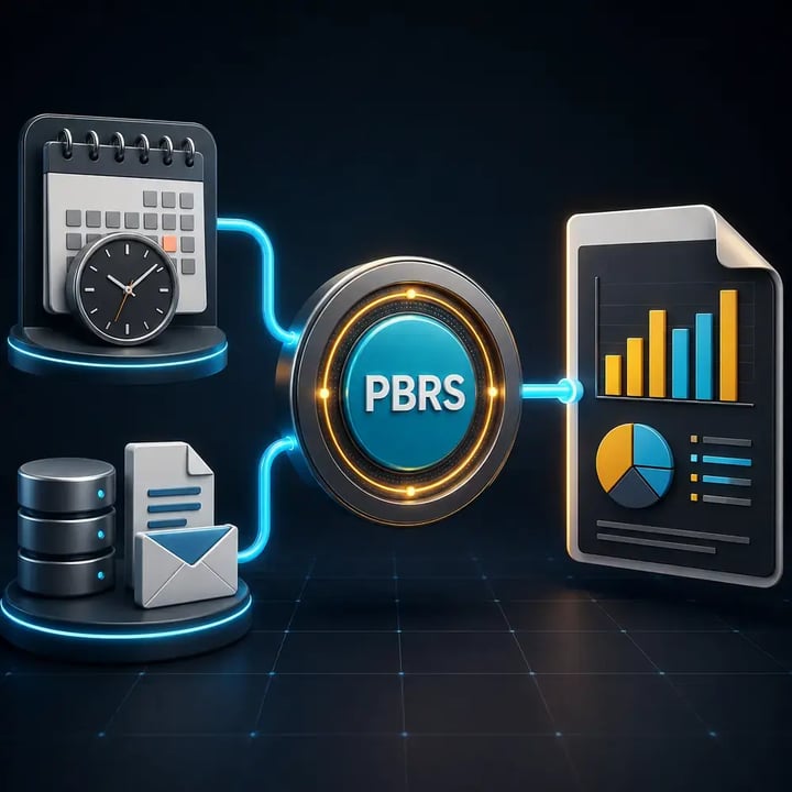 PBRS runs Power BI reports automatically using time-based schedules or business-event triggers.
