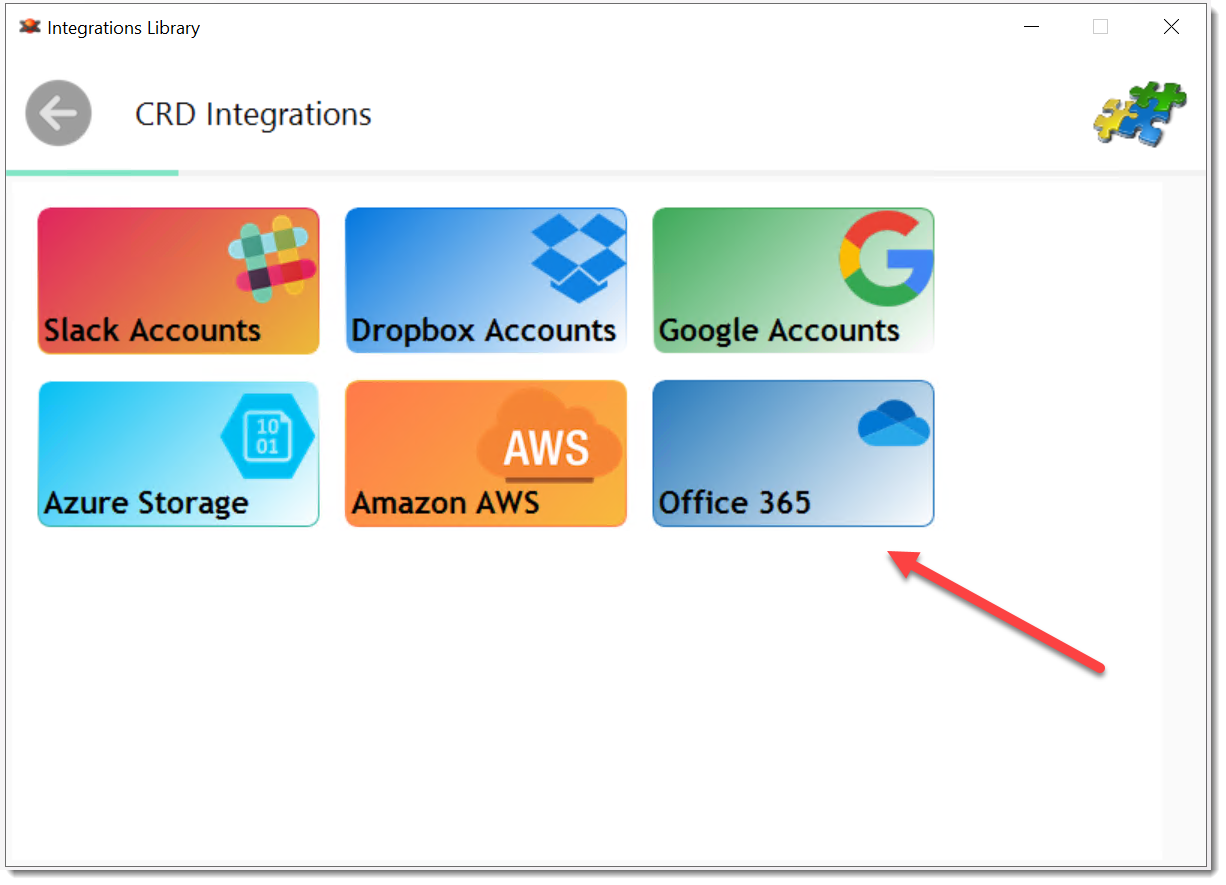 How can I add an Office 365 account to CRD?