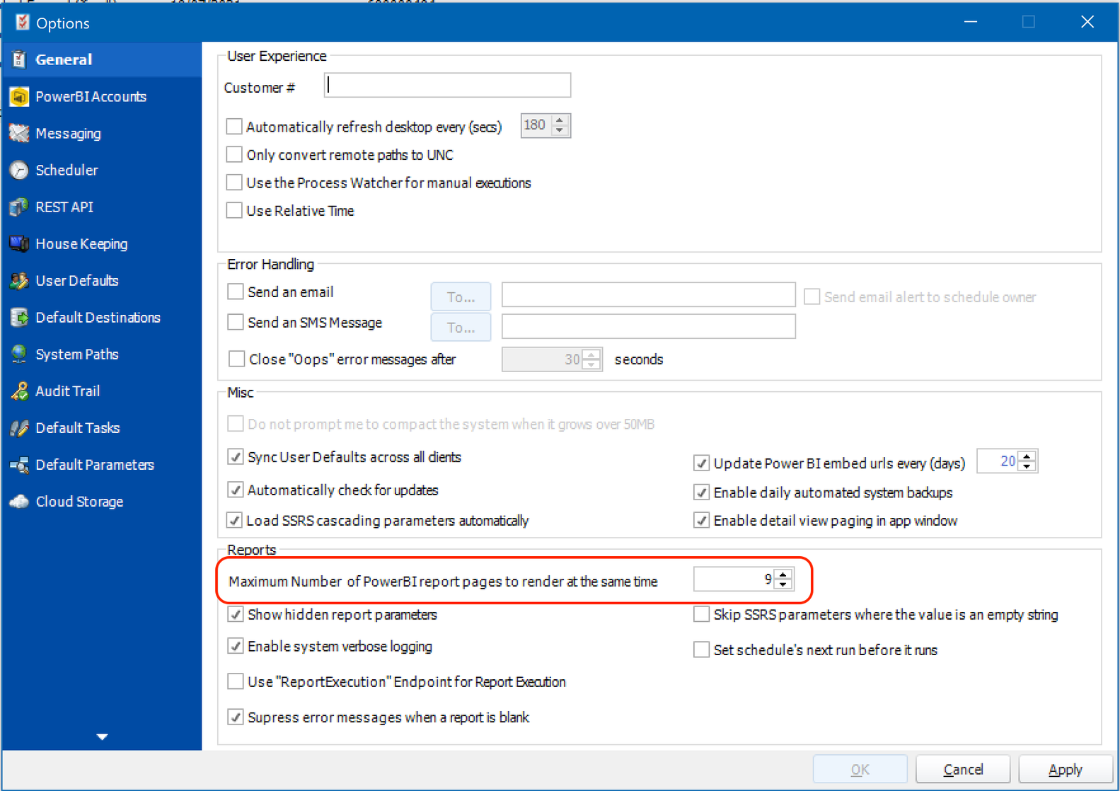 Power BI rendering with PBRS