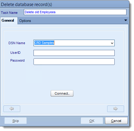 Crystal Reports: Delete a record tasks in CRD.