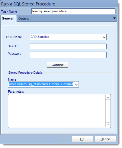 Crystal Reports: Run a stored procedure tasks in CRD.