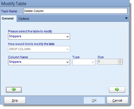 Crystal Reports: Delete column from table tasks in CRD.